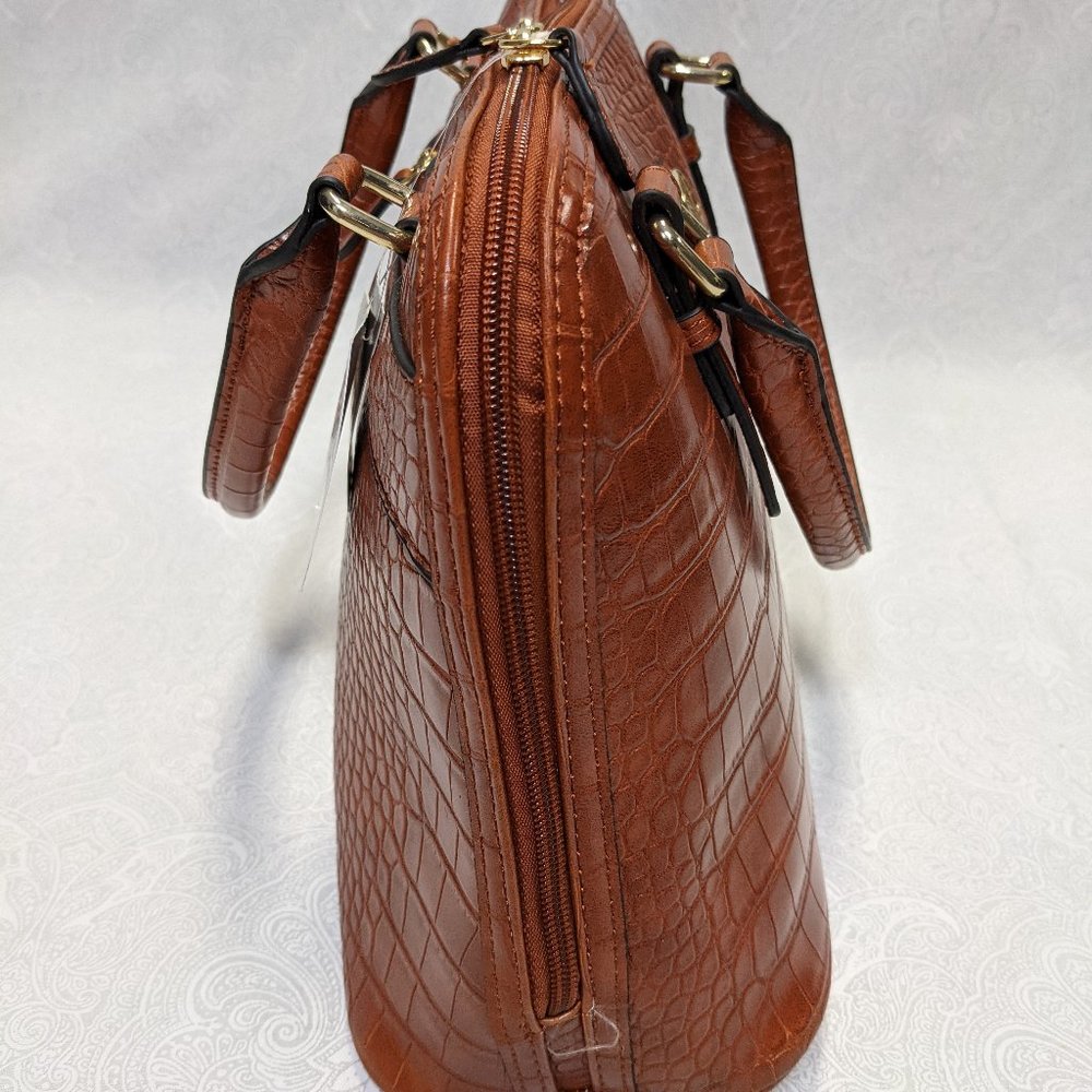 GIANI BERNINI croc embossed faux-leather women's dome satchel crossbody- Tobacco - Picture 5 of 9
